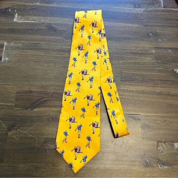 Polo Ralph Lauren Yellow Fly Golfing Golf Pattern Tie - Picture 1 of 5